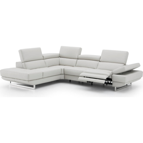 Annalaise Sectional Sofa with Left Facing Chaise in Silver Grey Leather